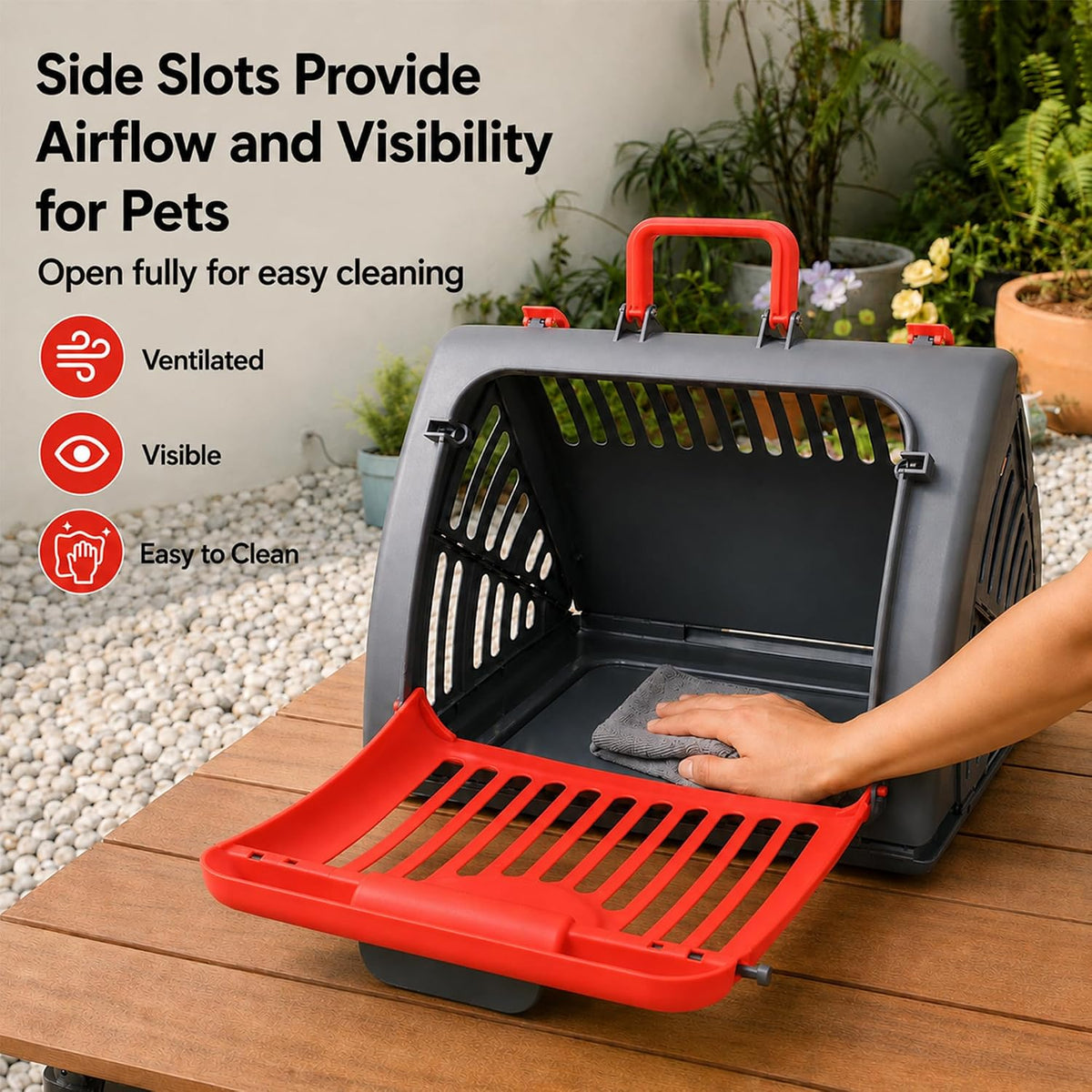 Foldable Portable Pet Carrier, Cat Carrier with Opening Door