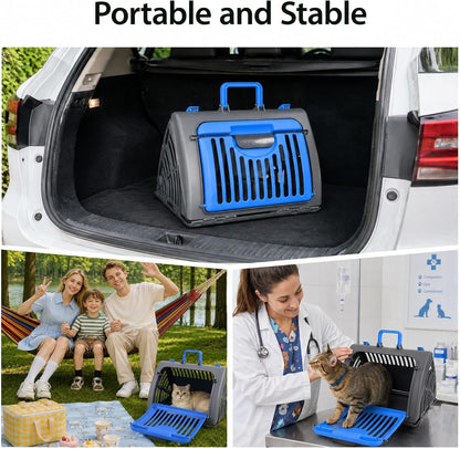 Foldable Portable Pet Carrier, Cat Carrier with Opening Door