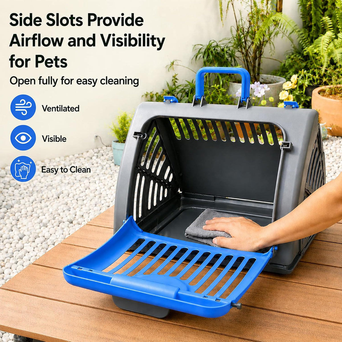 Foldable Portable Pet Carrier, Cat Carrier with Opening Door