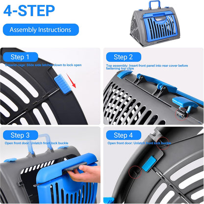 Foldable Portable Pet Carrier, Cat Carrier with Opening Door