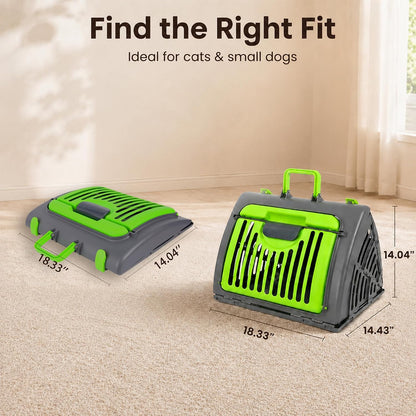 Foldable Portable Pet Carrier, Cat Carrier with Opening Door