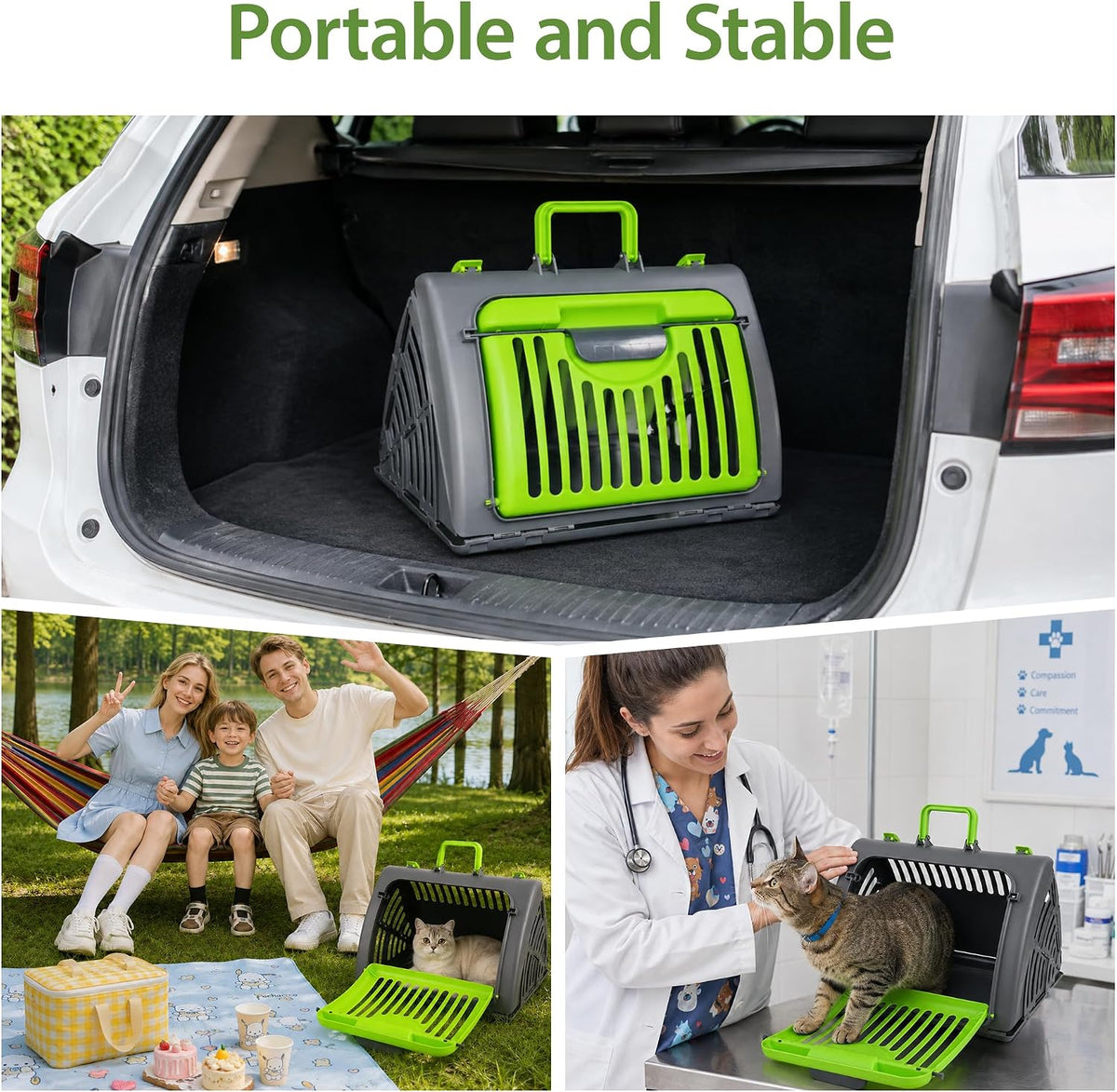 Foldable Portable Pet Carrier, Cat Carrier with Opening Door