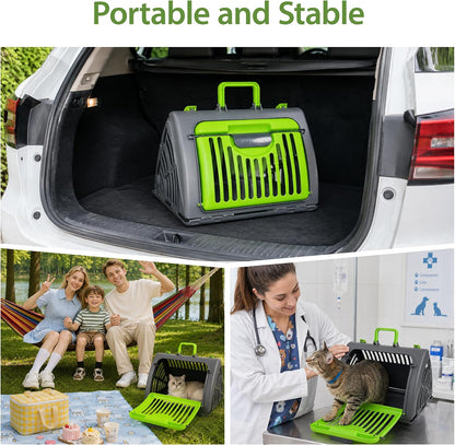 Foldable Portable Pet Carrier, Cat Carrier with Opening Door