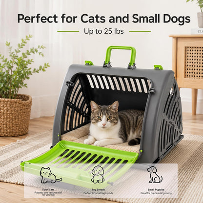 Foldable Portable Pet Carrier, Cat Carrier with Opening Door