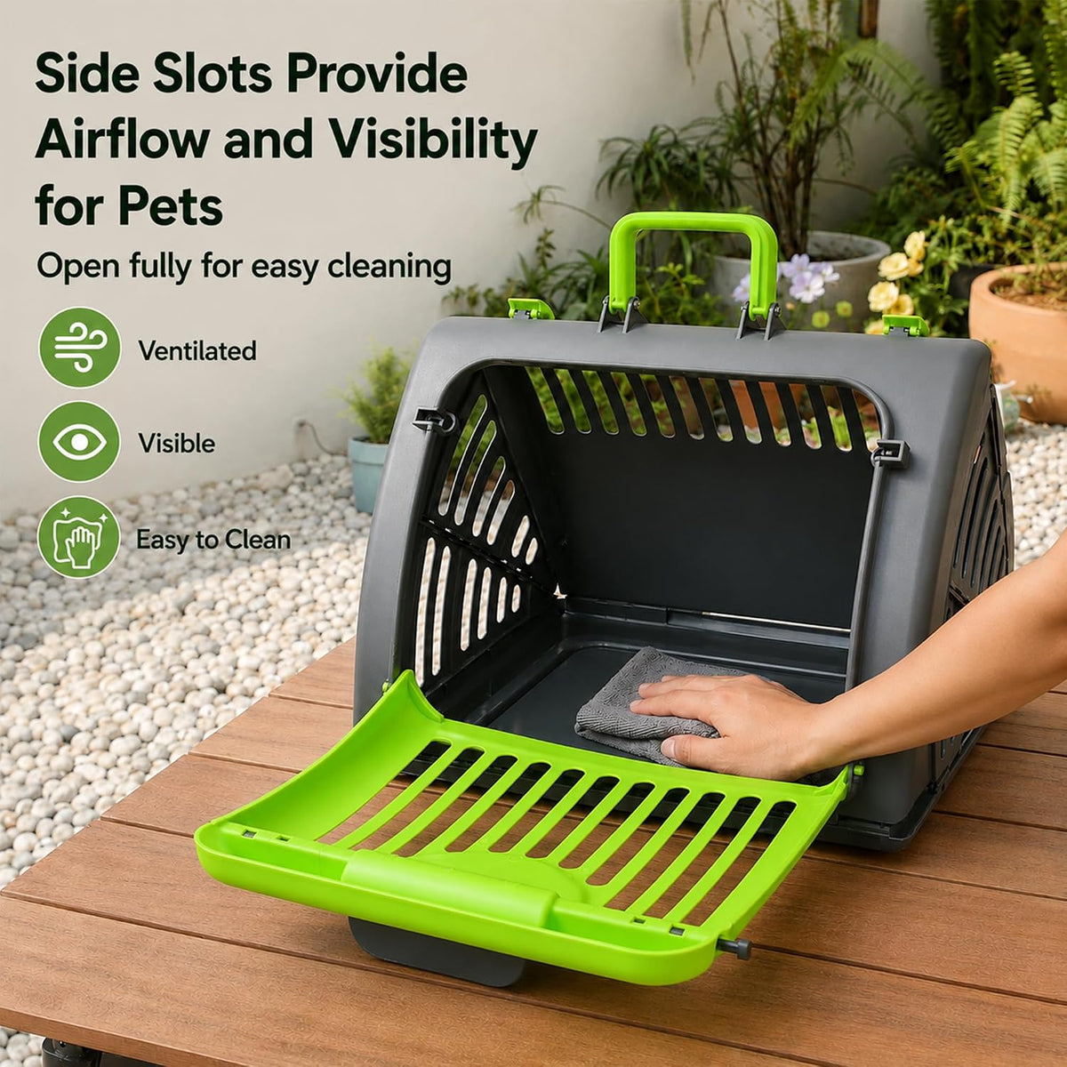 Foldable Portable Pet Carrier, Cat Carrier with Opening Door