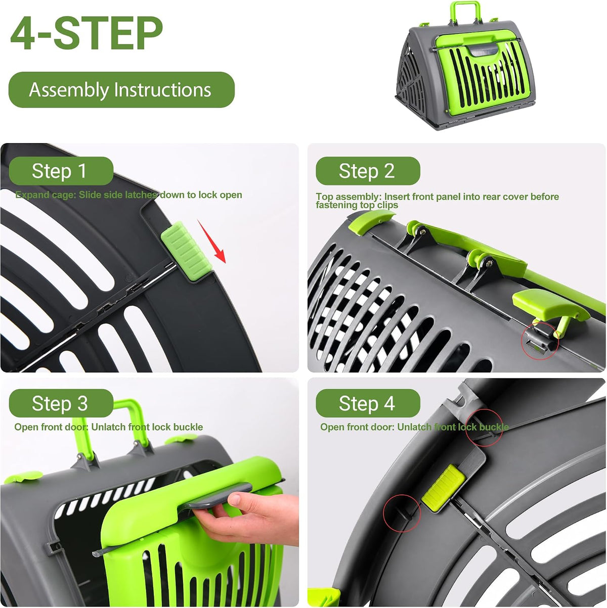 Foldable Portable Pet Carrier, Cat Carrier with Opening Door