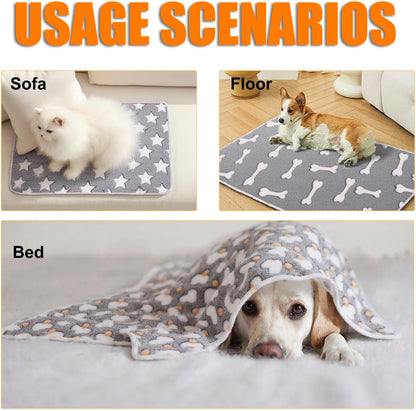 3 Pack Fleece Pet Blankets Warm Bed Throw for Dogs & Cats 23x15in