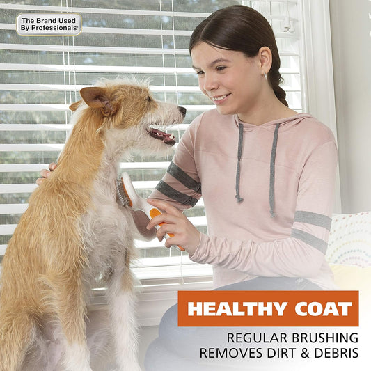 Premium Patented Dual Level Sensitive Skin Pet Slicker Brush | Brush, Deshed & Groom Dogs & Cats With Comfortable Ergonomic Handle – Model 858500