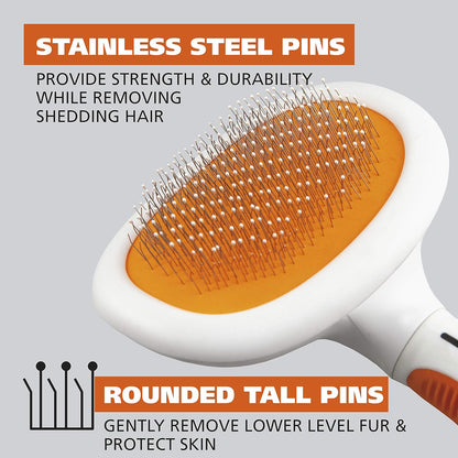 Premium Patented Dual Level Sensitive Skin Pet Slicker Brush | Brush, Deshed & Groom Dogs & Cats With Comfortable Ergonomic Handle – Model 858500