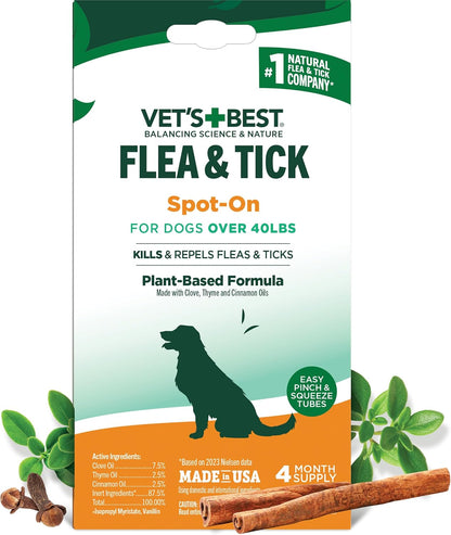 Flea & Tick Drops for Small Dogs, Spot On Treatment, 4mo Supply