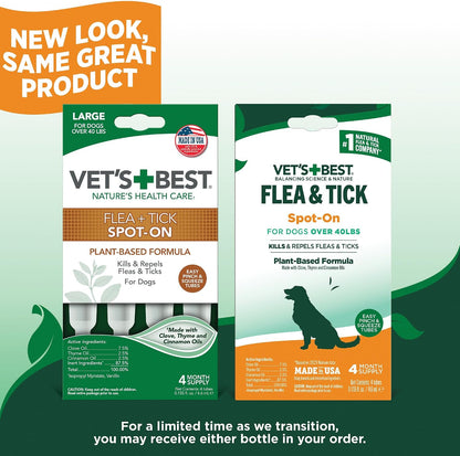 Flea & Tick Drops for Small Dogs, Spot On Treatment, 4mo Supply