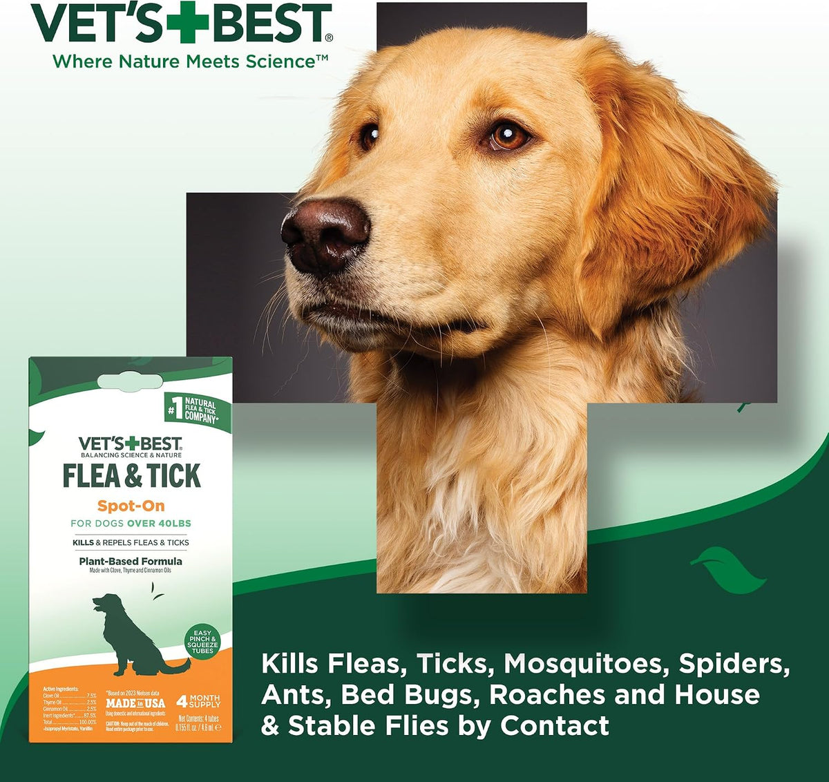Flea & Tick Drops for Small Dogs, Spot On Treatment, 4mo Supply