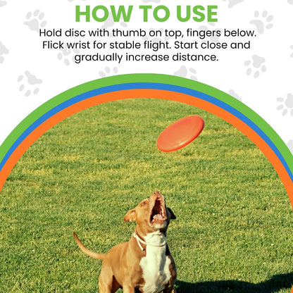 Dog Flying Disc - Pack of 3 Pet Frisbees + Durable Outdoor Dog Toys for Training and Exercise - Interactive Fetch Discs - Blue, Green, and Orange Colors