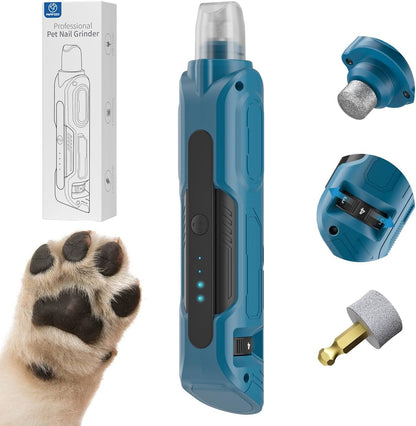 Dog Nail Grinder, Pet Nail Grinder with 6 Speeds Quiet Motor, LED Light and Dust Collection, Rechargeable Dog Nail Trimmer for Small Medium Large Dogs Cats, Type-C Grooming Kit