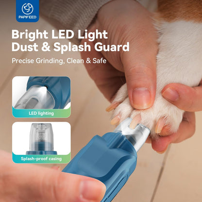 Dog Nail Grinder, Pet Nail Grinder with 6 Speeds Quiet Motor, LED Light and Dust Collection, Rechargeable Dog Nail Trimmer for Small Medium Large Dogs Cats, Type-C Grooming Kit