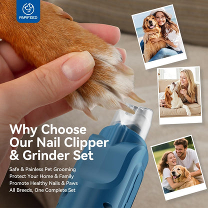Dog Nail Grinder, Pet Nail Grinder with 6 Speeds Quiet Motor, LED Light and Dust Collection, Rechargeable Dog Nail Trimmer for Small Medium Large Dogs Cats, Type-C Grooming Kit