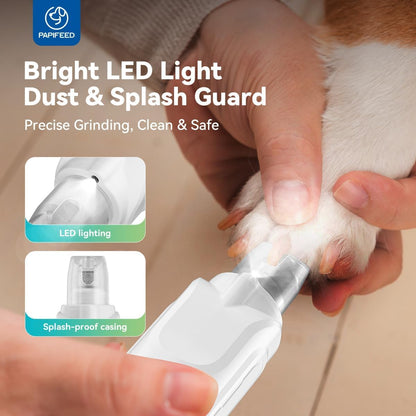 Dog Nail Grinder, Pet Nail Grinder with 6 Speeds Quiet Motor, LED Light and Dust Collection, Rechargeable Dog Nail Trimmer for Small Medium Large Dogs Cats, Type-C Grooming Kit