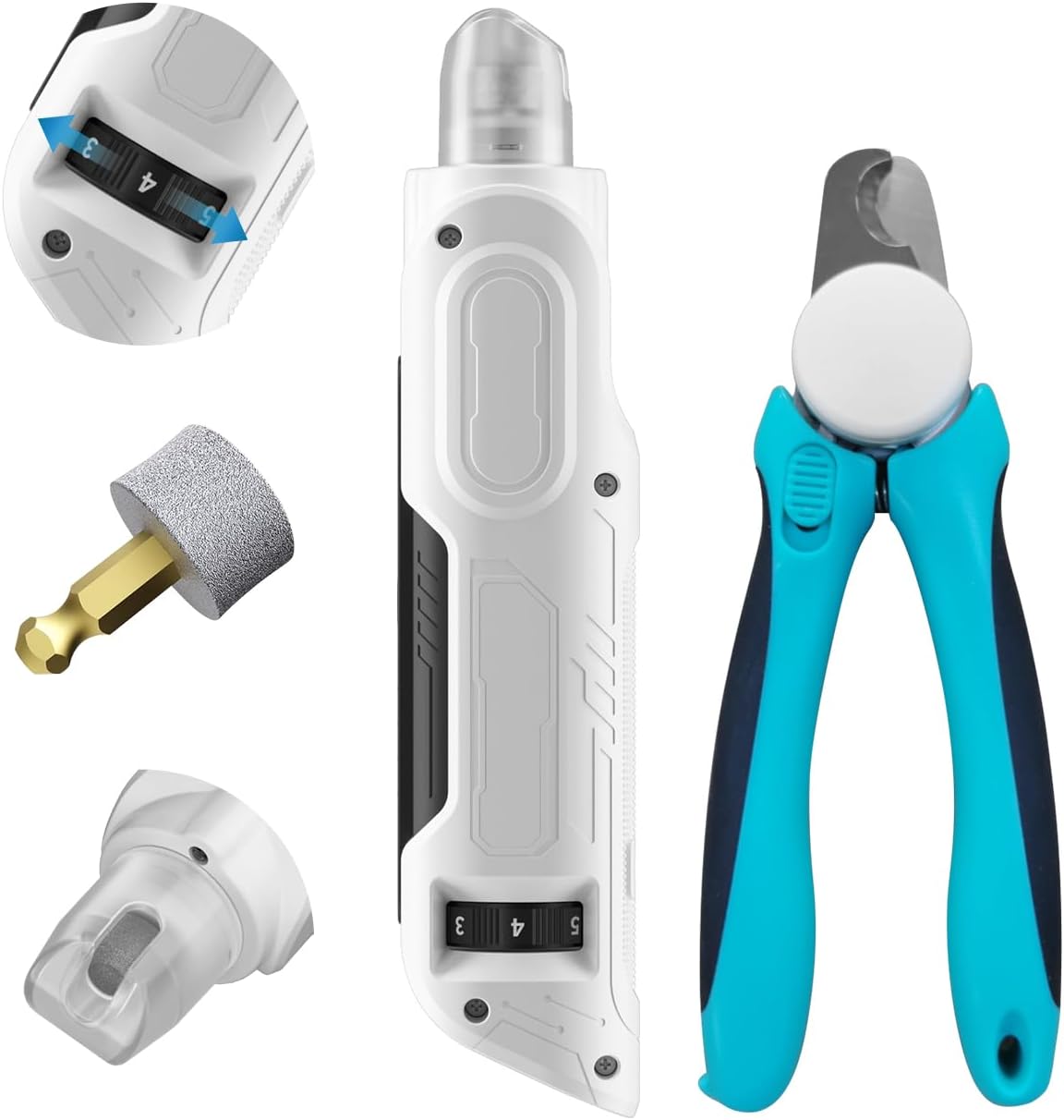 Dog Nail Grinder, Pet Nail Grinder with 6 Speeds Quiet Motor, LED Light and Dust Collection, Rechargeable Dog Nail Trimmer for Small Medium Large Dogs Cats, Type-C Grooming Kit