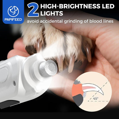 Dog Nail Grinder, Pet Nail Grinder with 6 Speeds Quiet Motor, LED Light and Dust Collection, Rechargeable Dog Nail Trimmer for Small Medium Large Dogs Cats, Type-C Grooming Kit