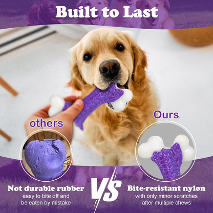 Kseroo Tough Dog Chew Toys for Aggressive Chewers 20-90lbs, Beef Flavored