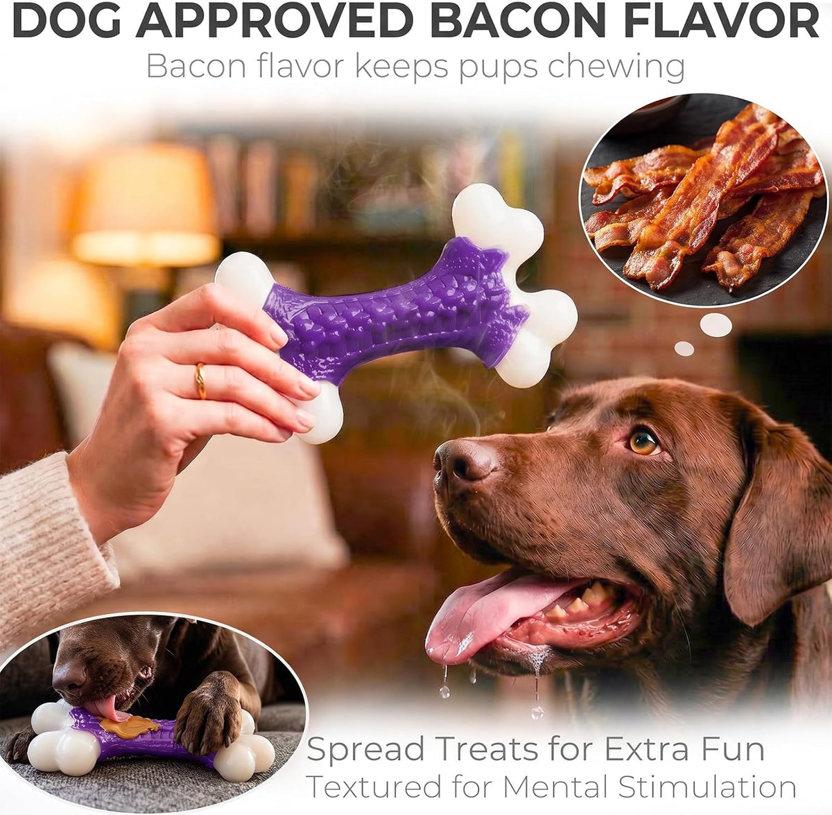 Kseroo Tough Dog Chew Toys for Aggressive Chewers 20-90lbs, Beef Flavored