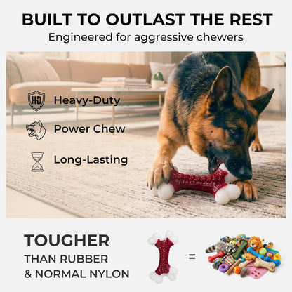 Kseroo Tough Dog Chew Toys for Aggressive Chewers 20-90lbs, Beef Flavored