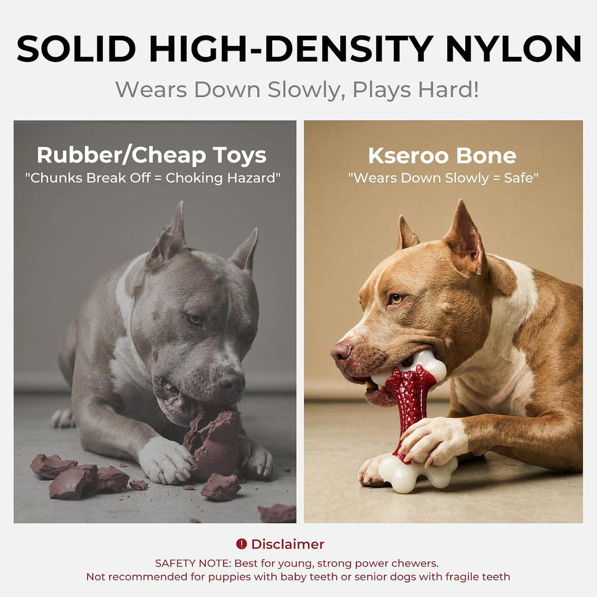 Kseroo Tough Dog Chew Toys for Aggressive Chewers 20-90lbs, Beef Flavored