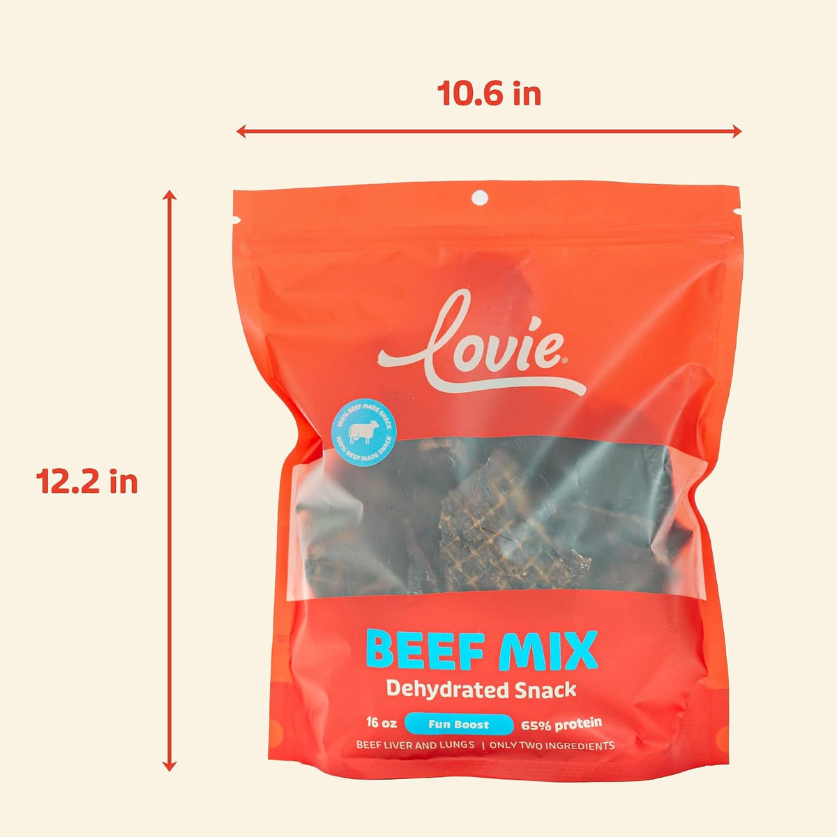 Beef Liver and Lung Dog Treats - Dehydrated Air Dried Soft Bites, High Protein, Two Ingredients, All Natural, 16 oz.