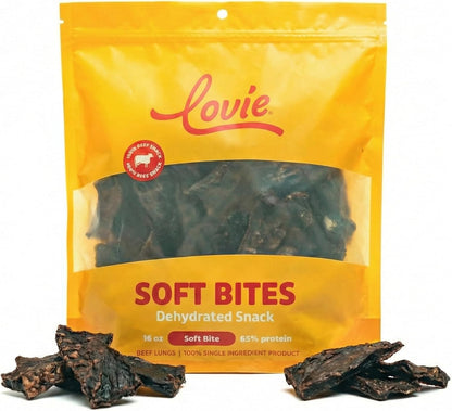 Beef Liver and Lung Dog Treats - Dehydrated Air Dried Soft Bites, High Protein, Two Ingredients, All Natural, 16 oz.