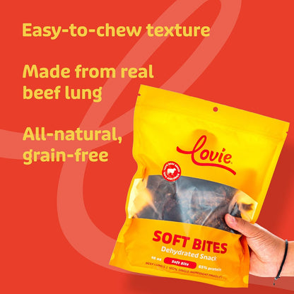 Beef Liver and Lung Dog Treats - Dehydrated Air Dried Soft Bites, High Protein, Two Ingredients, All Natural, 16 oz.