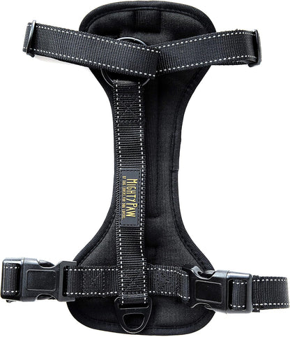 Dog Car Harness - Vehicle Safety Gear - 2 Leash Attachment - Adjustable Straps - Reflective Stitching - Soft Padding - Standard Harness Functionality - No Pull Front Leash Attachment - L