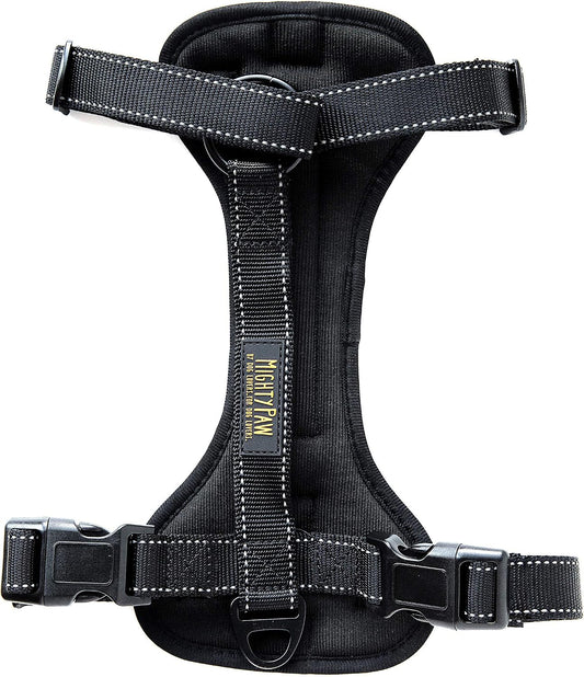 Dog Car Harness - Vehicle Safety Gear - 2 Leash Attachment - Adjustable Straps - Reflective Stitching - Soft Padding - Standard Harness Functionality - No Pull Front Leash Attachment - L