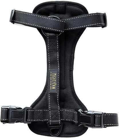 Dog Car Harness - Vehicle Safety Gear - 2 Leash Attachment - Adjustable Straps - Reflective Stitching - Soft Padding - Standard Harness Functionality - No Pull Front Leash Attachment - L