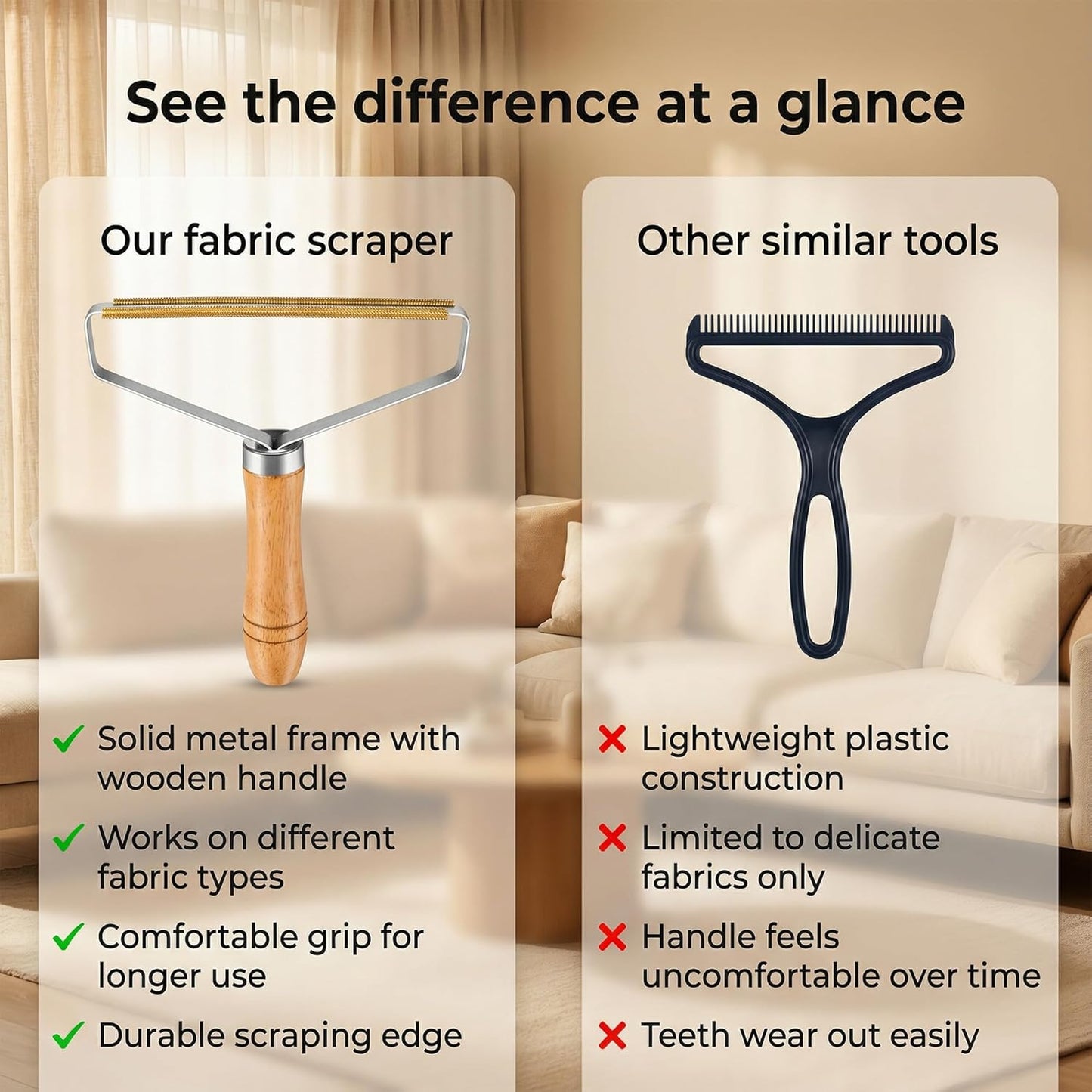 2 Pack Pet Hair Removal Tool, Carpet Rake and Squeegee Lint Remover and Hair Scraper for Couch Rugs and Car Floor Mats, Manual Cat and Dog Hair Remover Tool for Home Cleaning