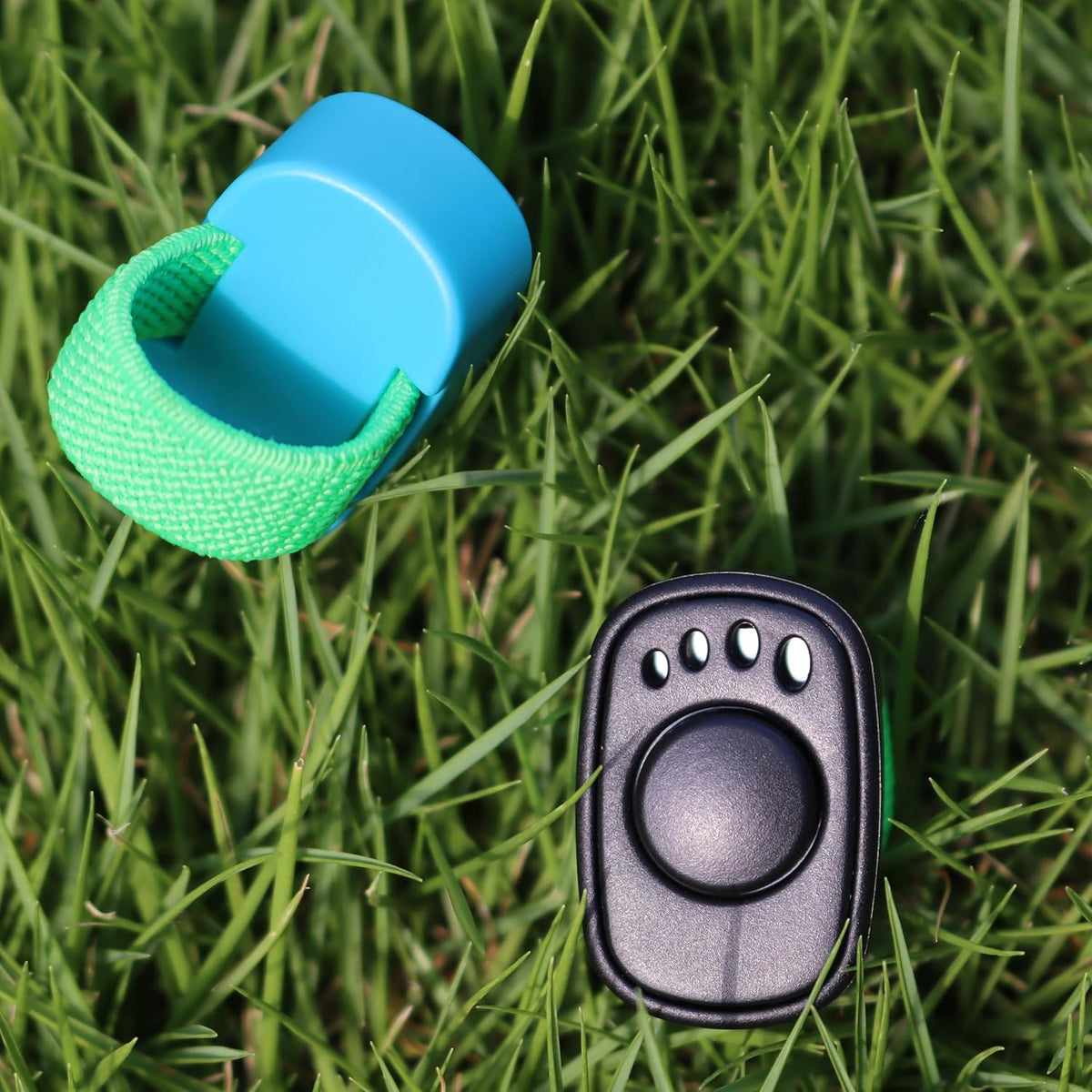 Pet Clicker for Dogs/Cats/Horses/Birds or Other Animals - Mini Finger Clickers for Training (Black + Blue)