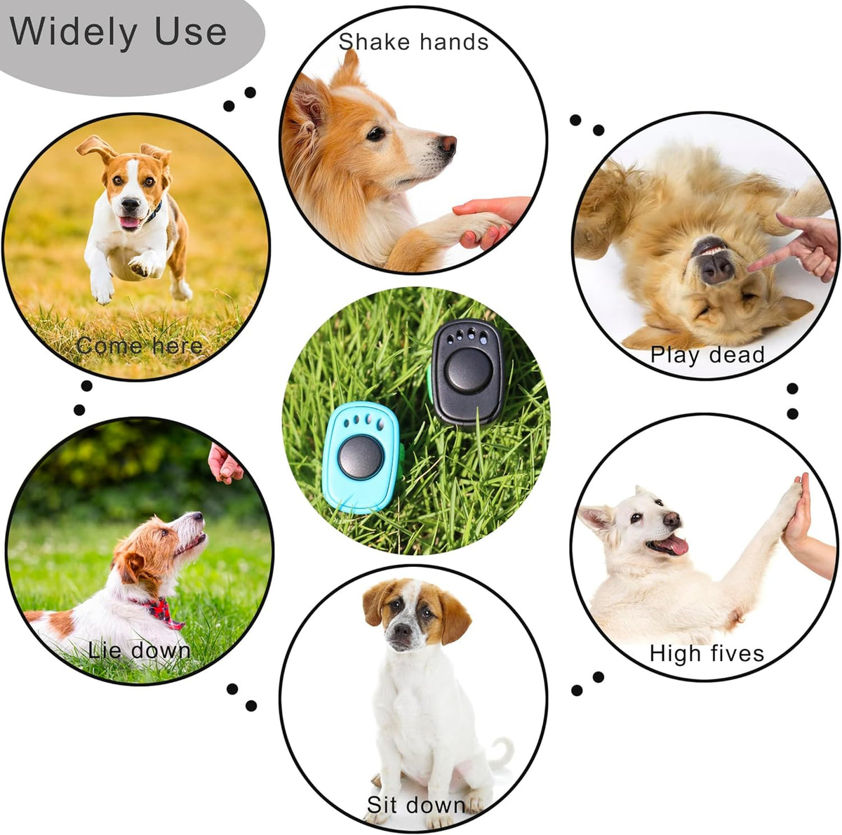 Pet Clicker for Dogs/Cats/Horses/Birds or Other Animals - Mini Finger Clickers for Training (Black + Blue)