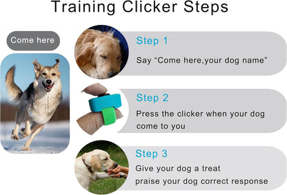 Pet Clicker for Dogs/Cats/Horses/Birds or Other Animals - Mini Finger Clickers for Training (Black + Blue)