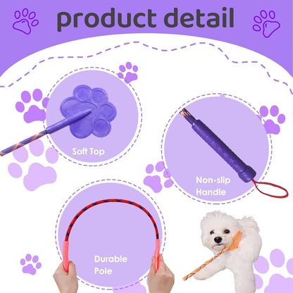 3 Pcs Dog Training Stick Pole, 16.73 Inch Puppy Training Tools Whip with Anti-Slip Handle, Outdoor and Indoor Exercise Interactive Dog Pole for Small Medium Dogs