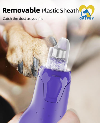 Dog Nail Grinder Quiet - (45db) 6-Speed Pet Nail Grinder with 2 LED Lights for Large Medium Small Puppy Dogs/Cats, Professional 3 Ports Rechargeable Electric Dog Nail Trimmer with Dust Cap