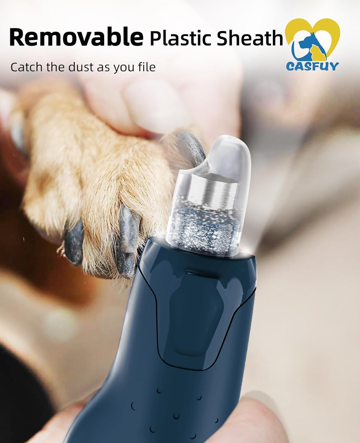 Dog Nail Grinder Quiet - (45db) 6-Speed Pet Nail Grinder with 2 LED Lights for Large Medium Small Puppy Dogs/Cats, Professional 3 Ports Rechargeable Electric Dog Nail Trimmer with Dust Cap