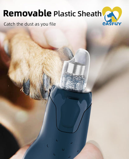 Dog Nail Grinder Quiet - (45db) 6-Speed Pet Nail Grinder with 2 LED Lights for Large Medium Small Puppy Dogs/Cats, Professional 3 Ports Rechargeable Electric Dog Nail Trimmer with Dust Cap