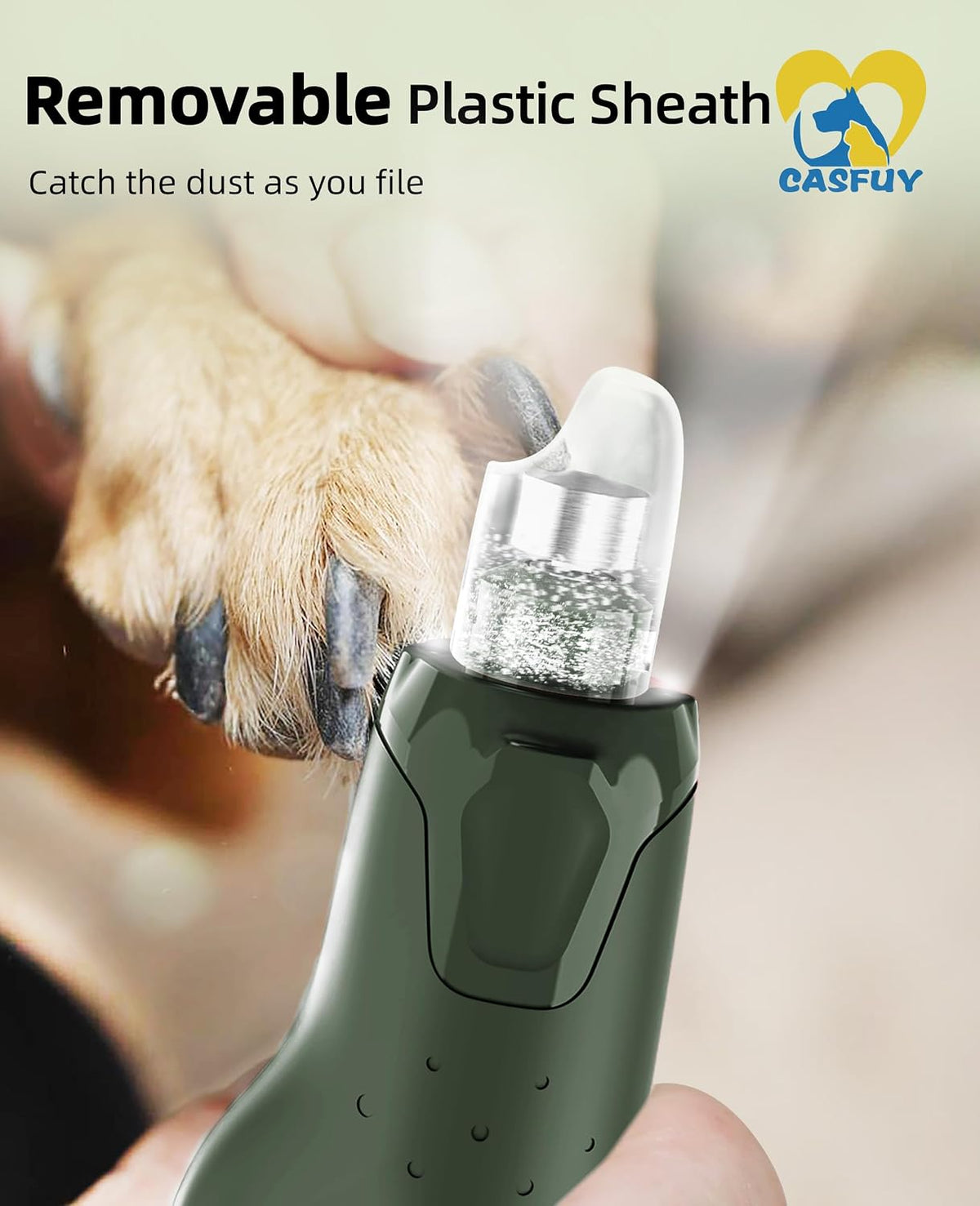 Dog Nail Grinder Quiet - (45db) 6-Speed Pet Nail Grinder with 2 LED Lights for Large Medium Small Puppy Dogs/Cats, Professional 3 Ports Rechargeable Electric Dog Nail Trimmer with Dust Cap