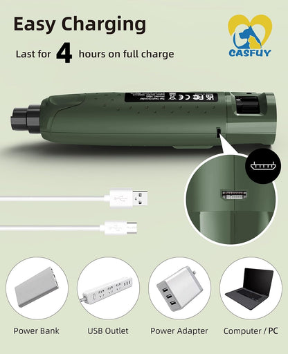 Dog Nail Grinder Quiet - (45db) 6-Speed Pet Nail Grinder with 2 LED Lights for Large Medium Small Puppy Dogs/Cats, Professional 3 Ports Rechargeable Electric Dog Nail Trimmer with Dust Cap