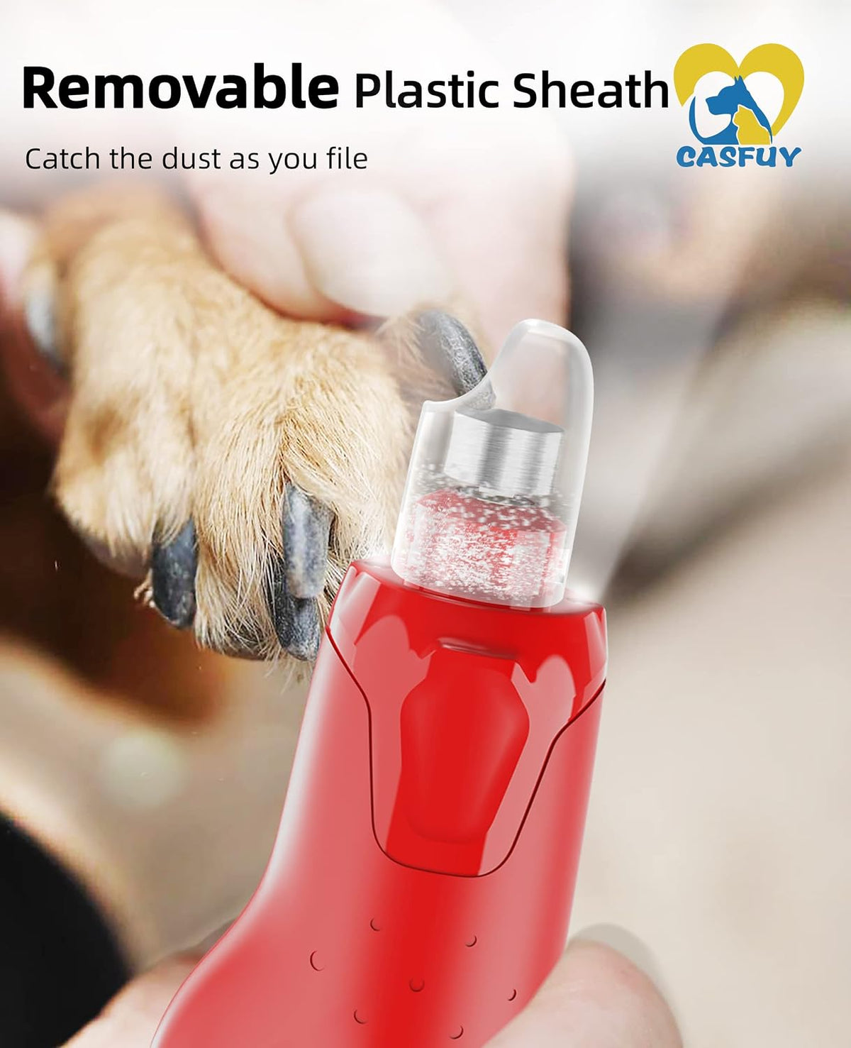 Dog Nail Grinder Quiet - (45db) 6-Speed Pet Nail Grinder with 2 LED Lights for Large Medium Small Puppy Dogs/Cats, Professional 3 Ports Rechargeable Electric Dog Nail Trimmer with Dust Cap