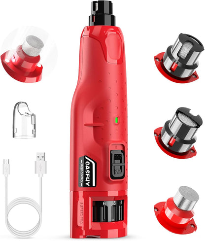 Dog Nail Grinder Quiet - (45db) 6-Speed Pet Nail Grinder with 2 LED Lights for Large Medium Small Puppy Dogs/Cats, Professional 3 Ports Rechargeable Electric Dog Nail Trimmer with Dust Cap