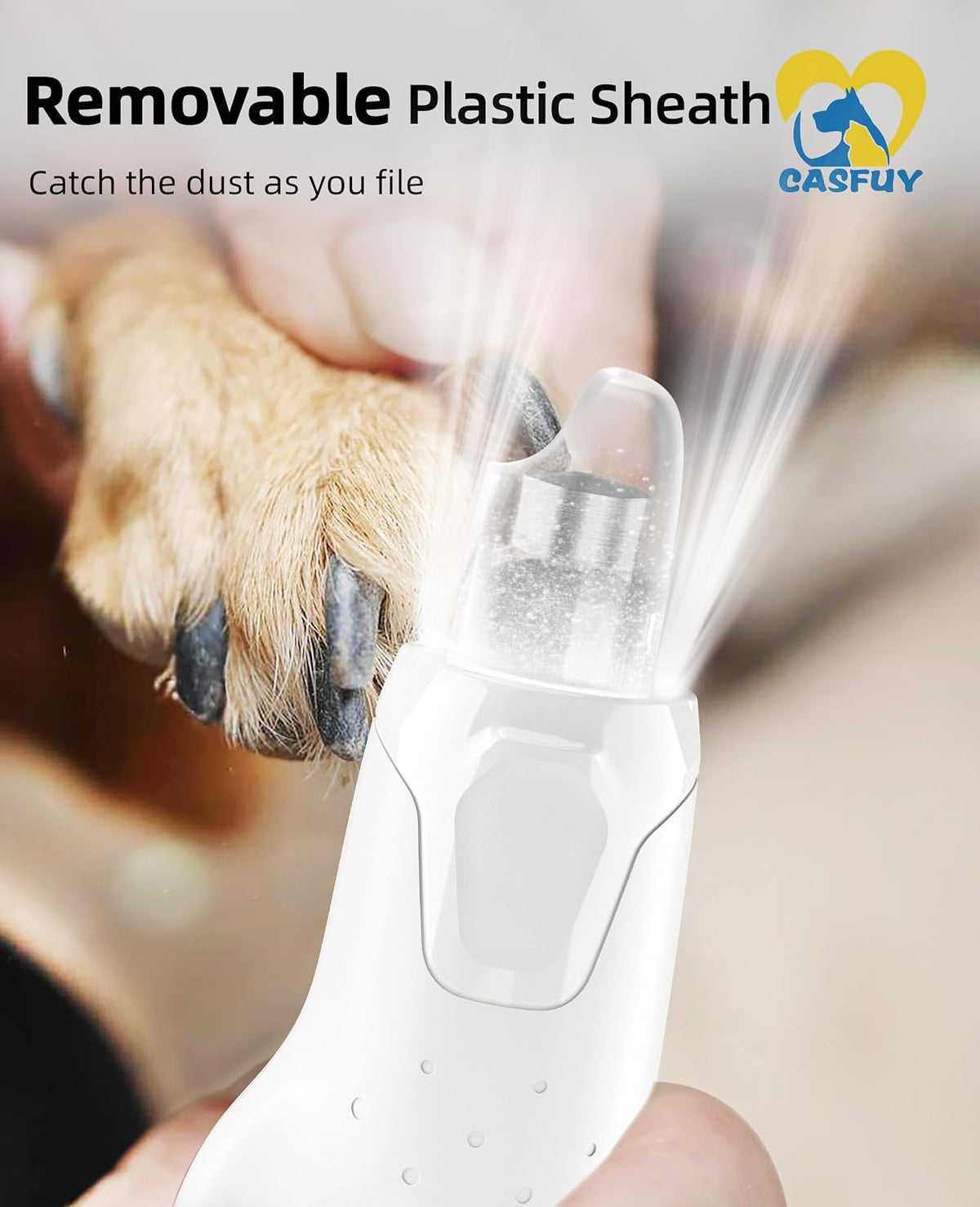 Dog Nail Grinder Quiet - (45db) 6-Speed Pet Nail Grinder with 2 LED Lights for Large Medium Small Puppy Dogs/Cats, Professional 3 Ports Rechargeable Electric Dog Nail Trimmer with Dust Cap