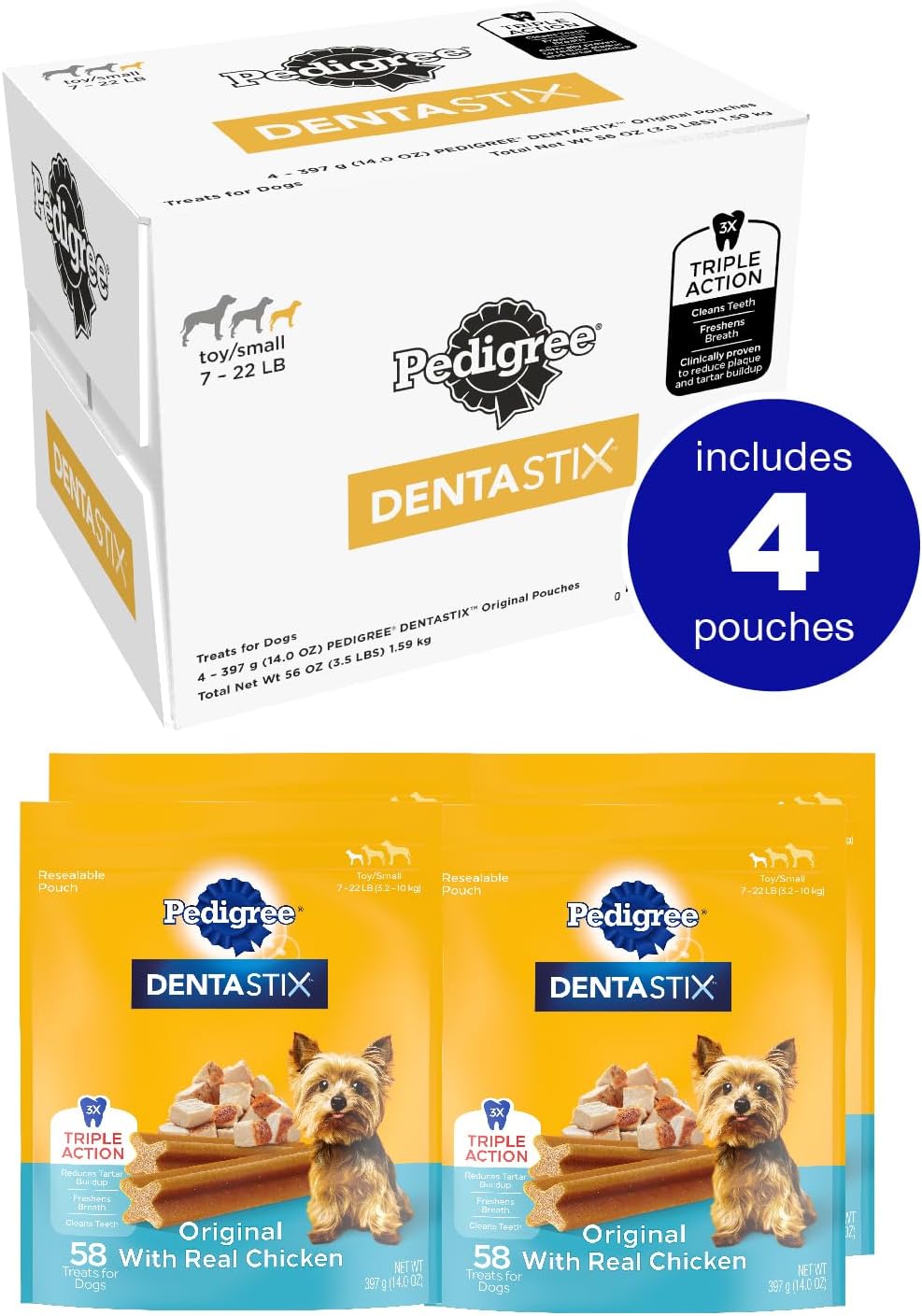 Dentastix Small & Toy Breed Dental Dog Treats, Fresh