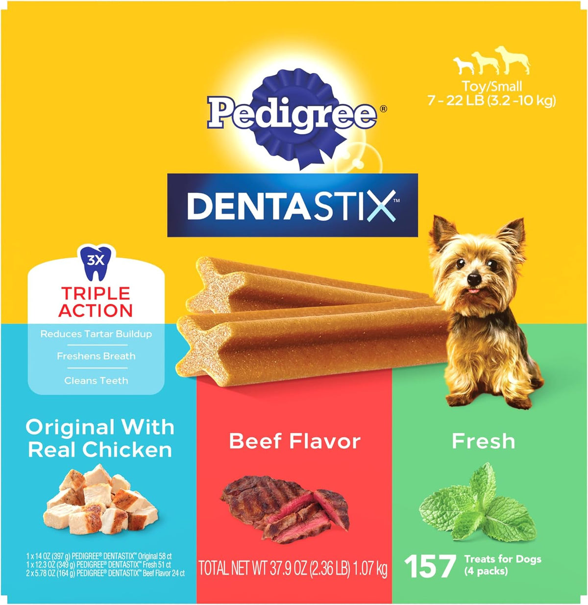 Dentastix Small & Toy Breed Dental Dog Treats, Fresh