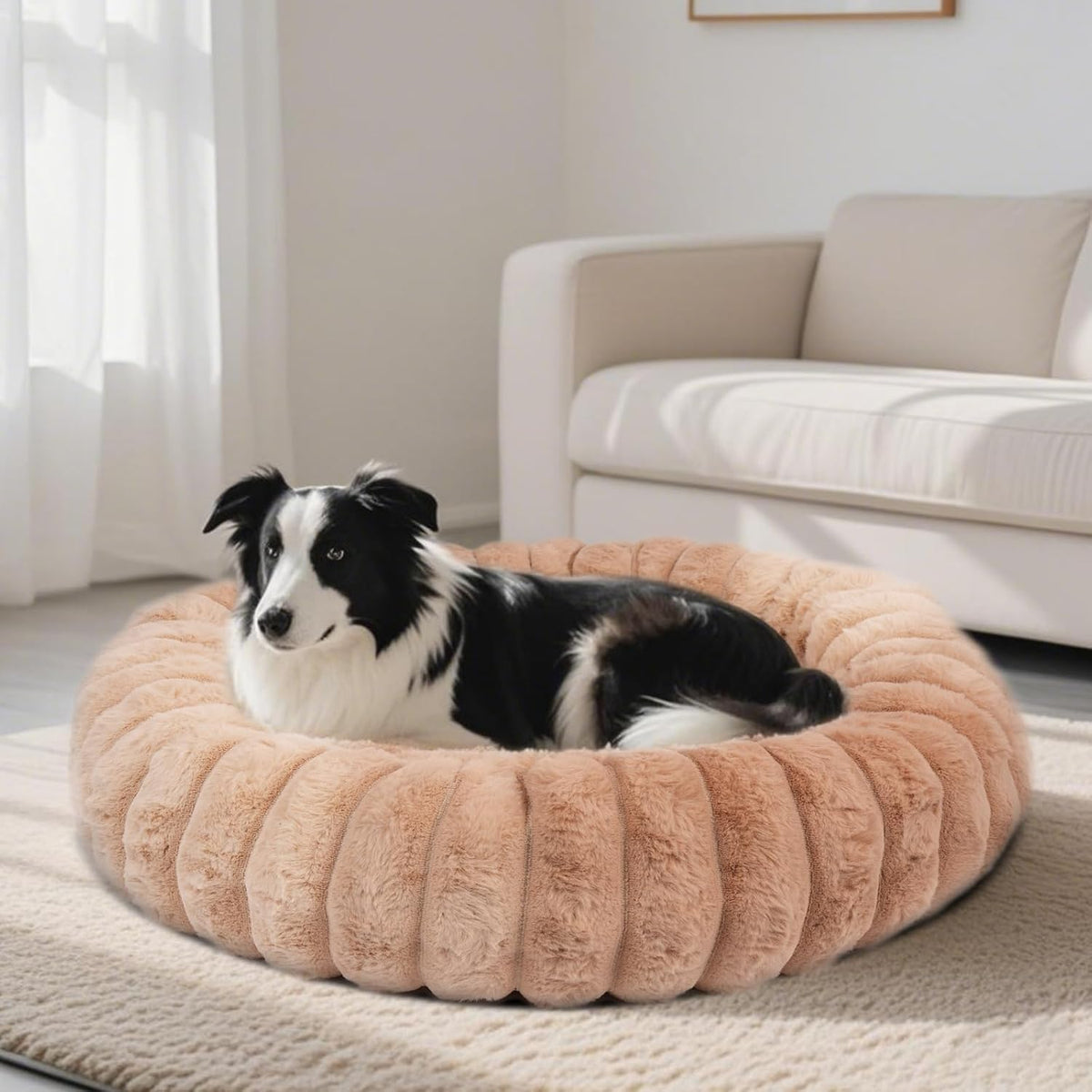 Donut Small Dog Bed Round Calming Kitten & Puppy Bed,20in White