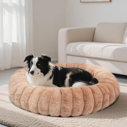 Donut Small Dog Bed Round Calming Kitten & Puppy Bed,20in White